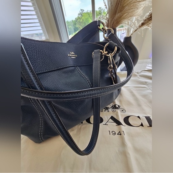 Coach Lexy F28997 Tote Bag Leather Navy Blue - Picture 14 of 16